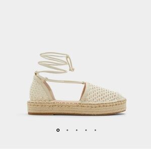 ALDO Lace-Up Crochet Espadrille Flats in Cream